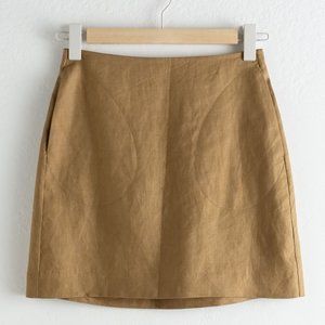 & Other Stories - Linen Mini Skirt - Camel